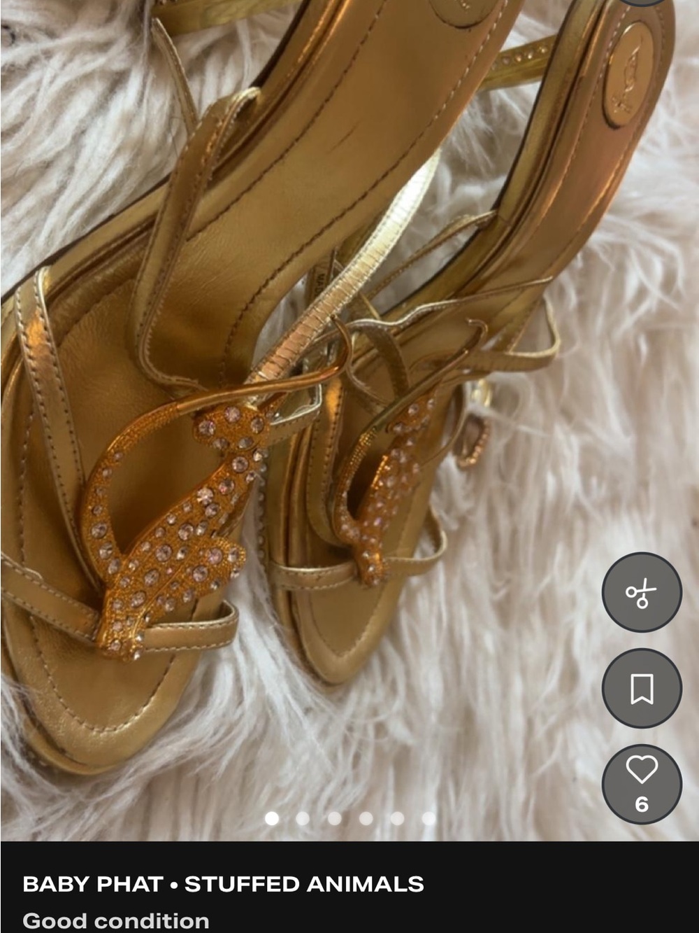Baby Phat Gold Crystal-Embellished Strappy Heels